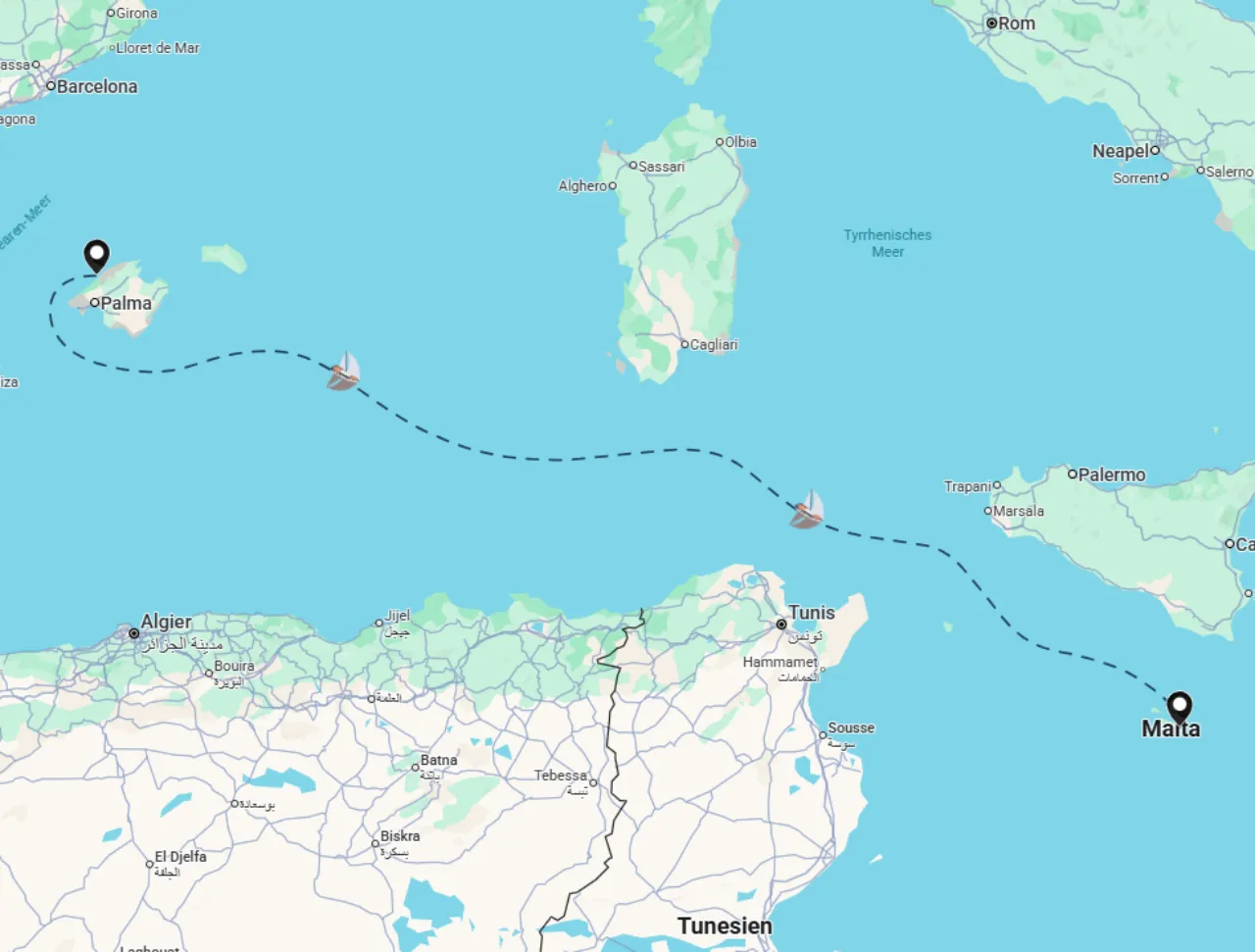 Routenkarte der Segelroute 10