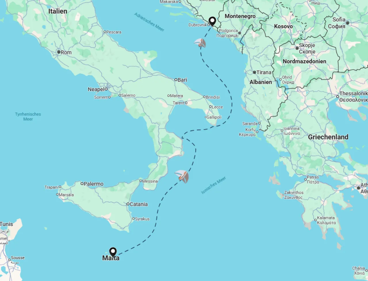 Routenkarte der Segelroute 12