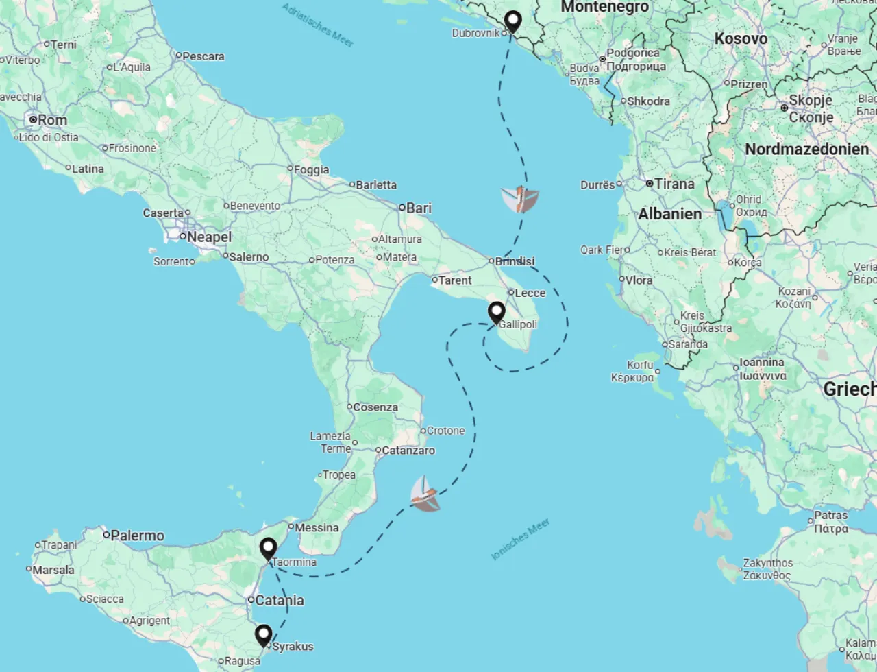 Routenkarte der Segelroute 16