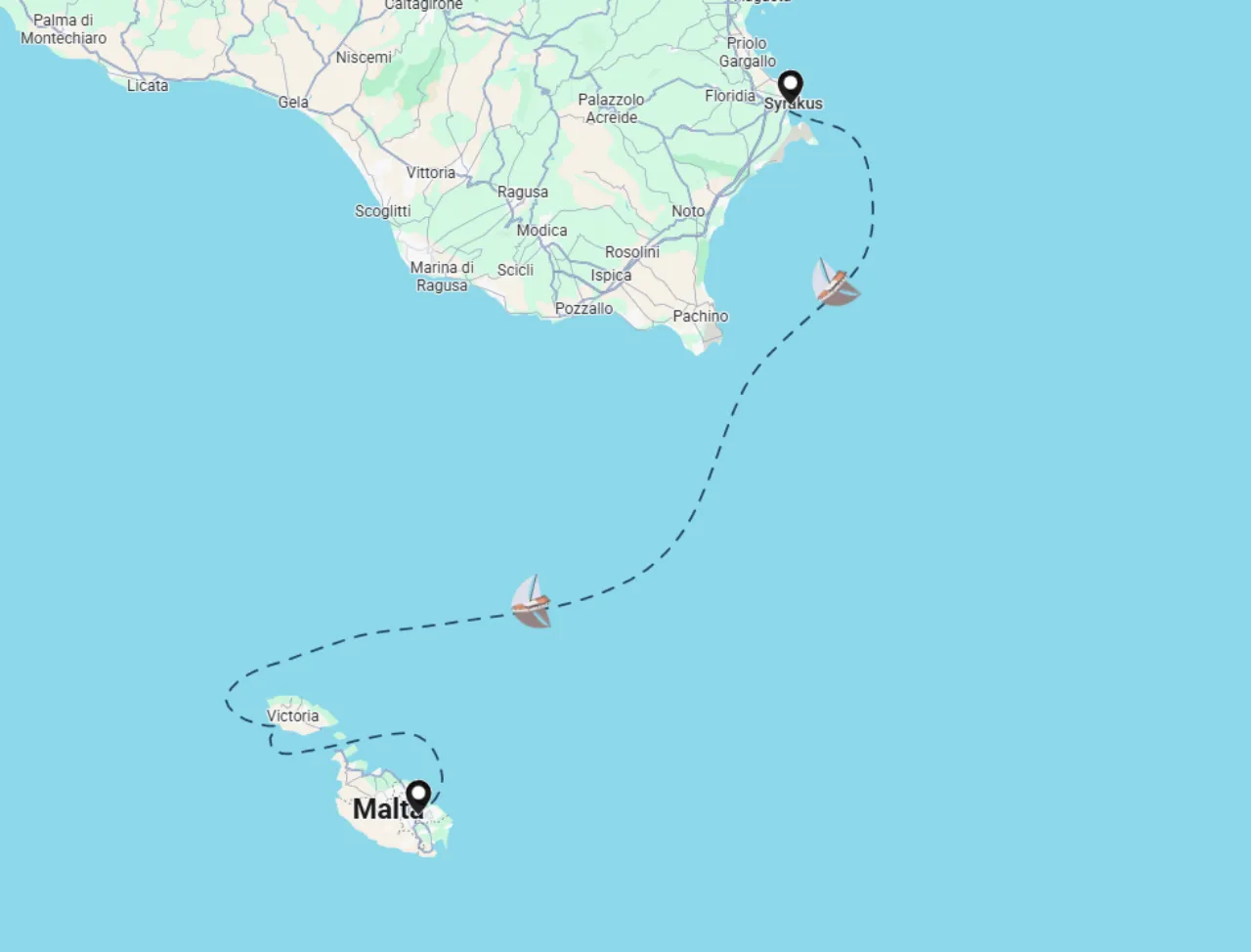 Routenkarte der Segelroute 18
