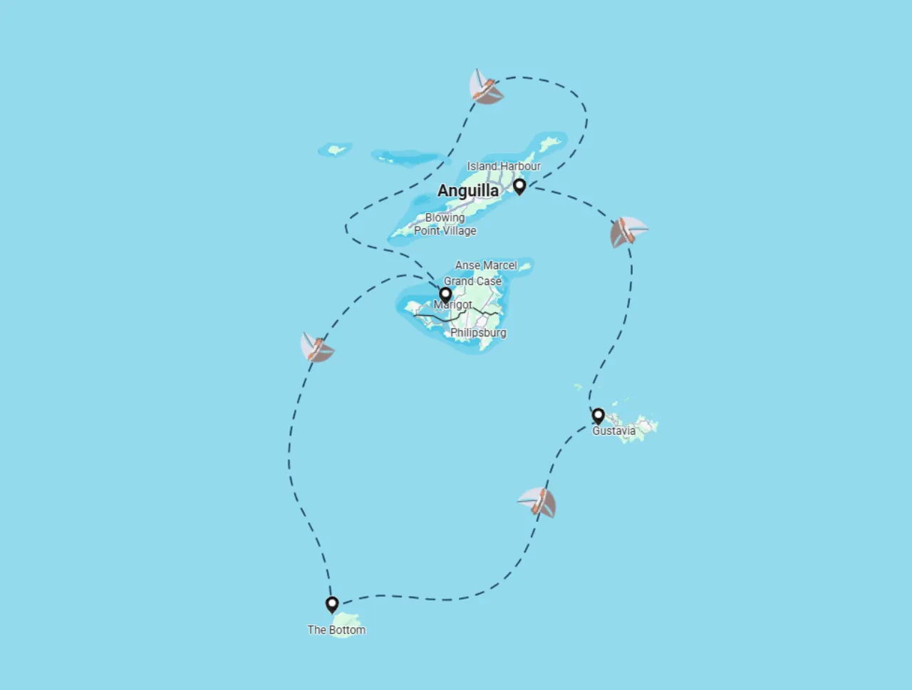 Routenkarte der Segelroute 1