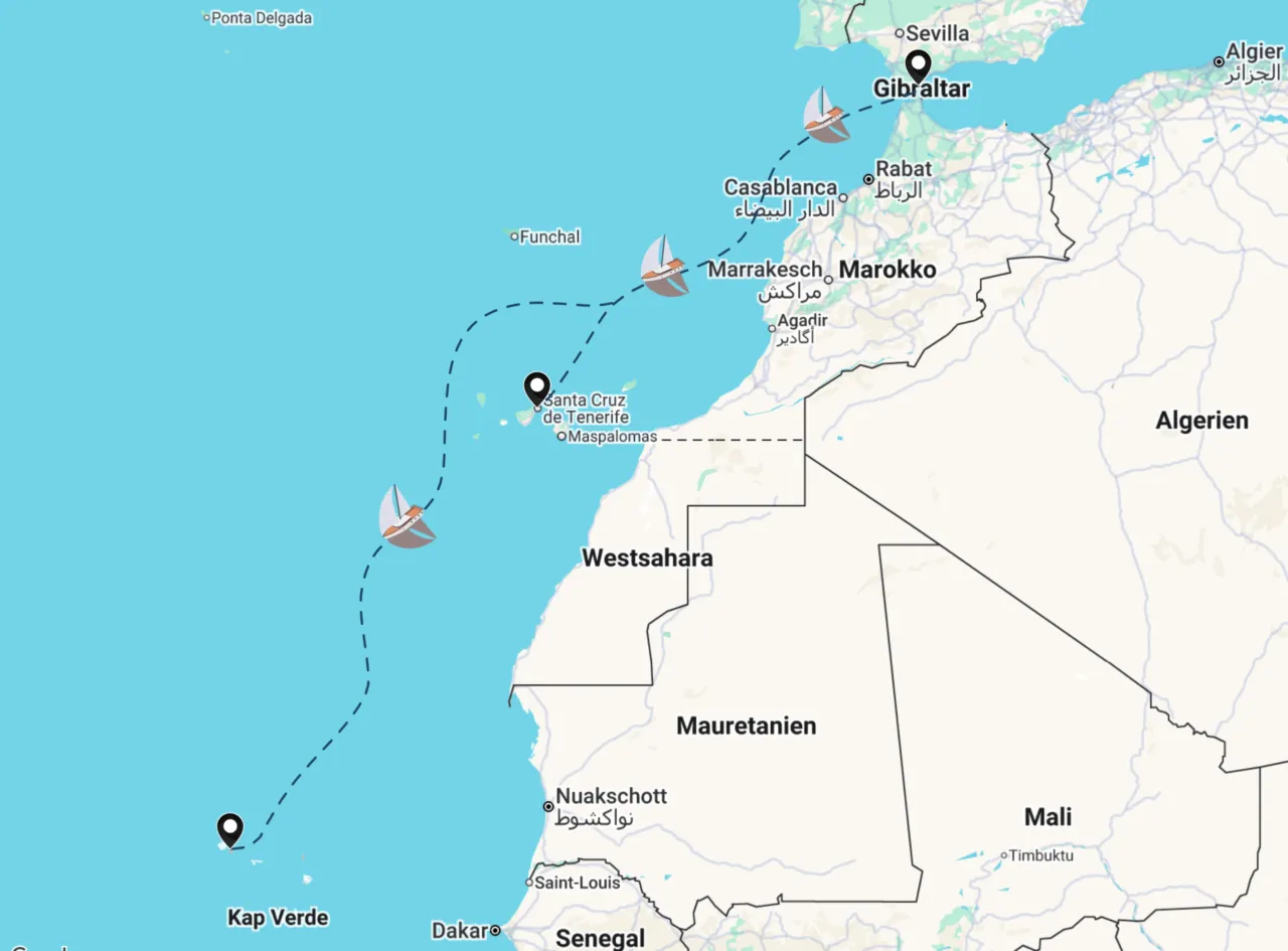 Routenkarte der Segelroute 20
