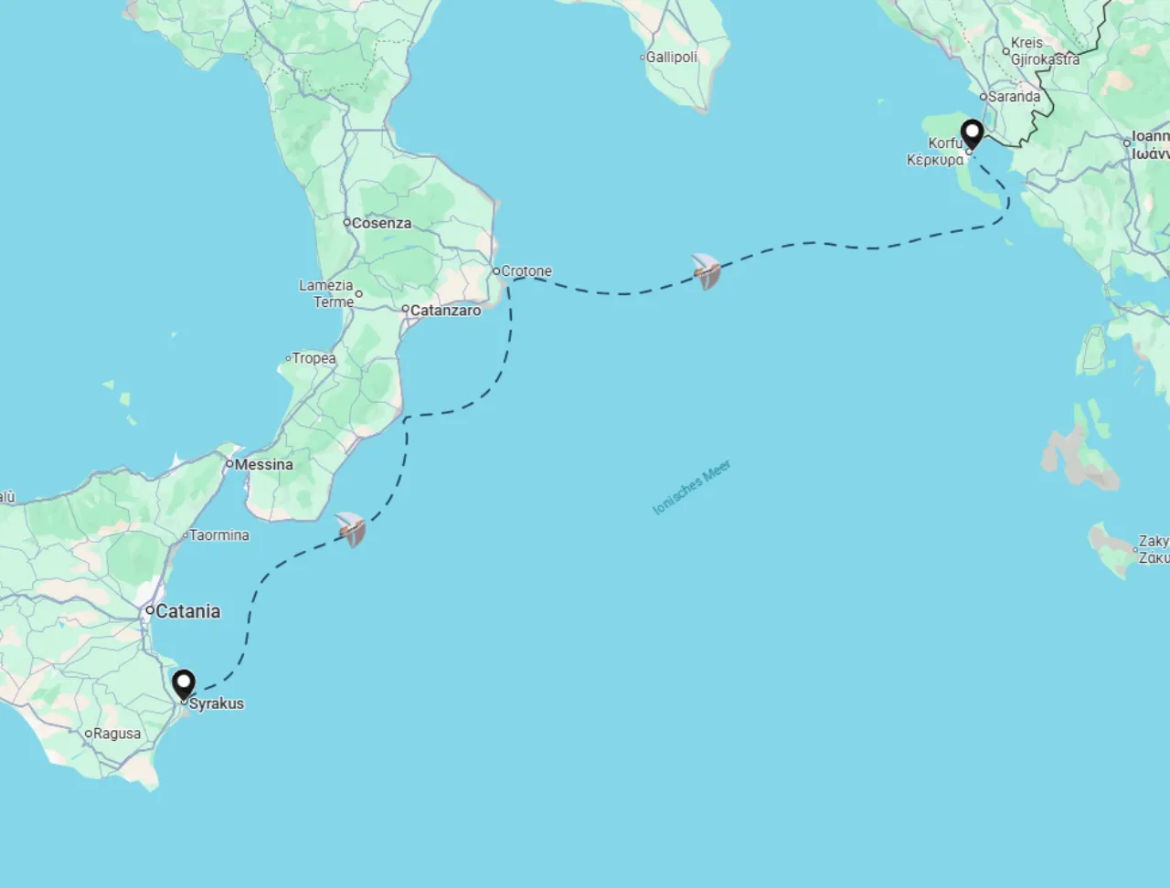 Routenkarte der Segelroute 28