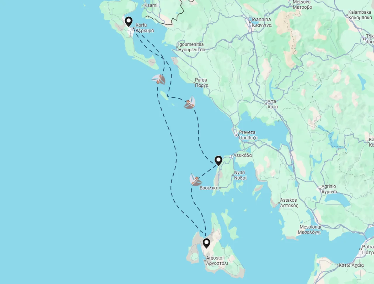 Routenkarte der Segelroute 29