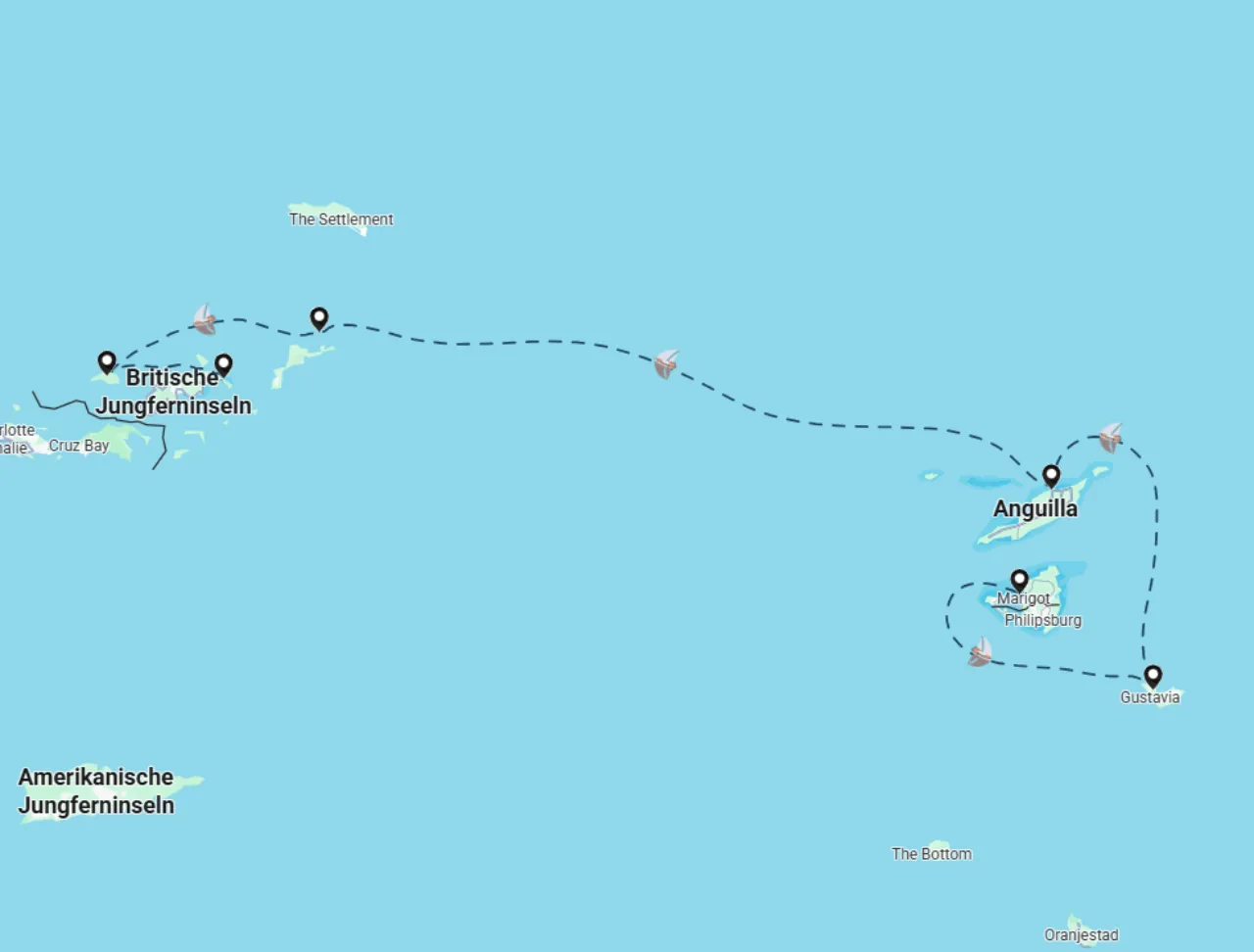 Routenkarte der Segelroute 2