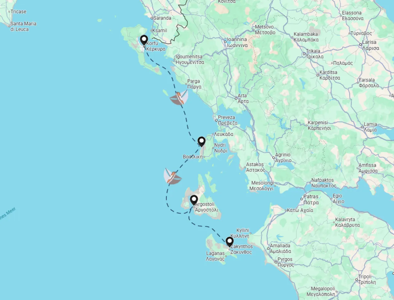 Routenkarte der Segelroute 30