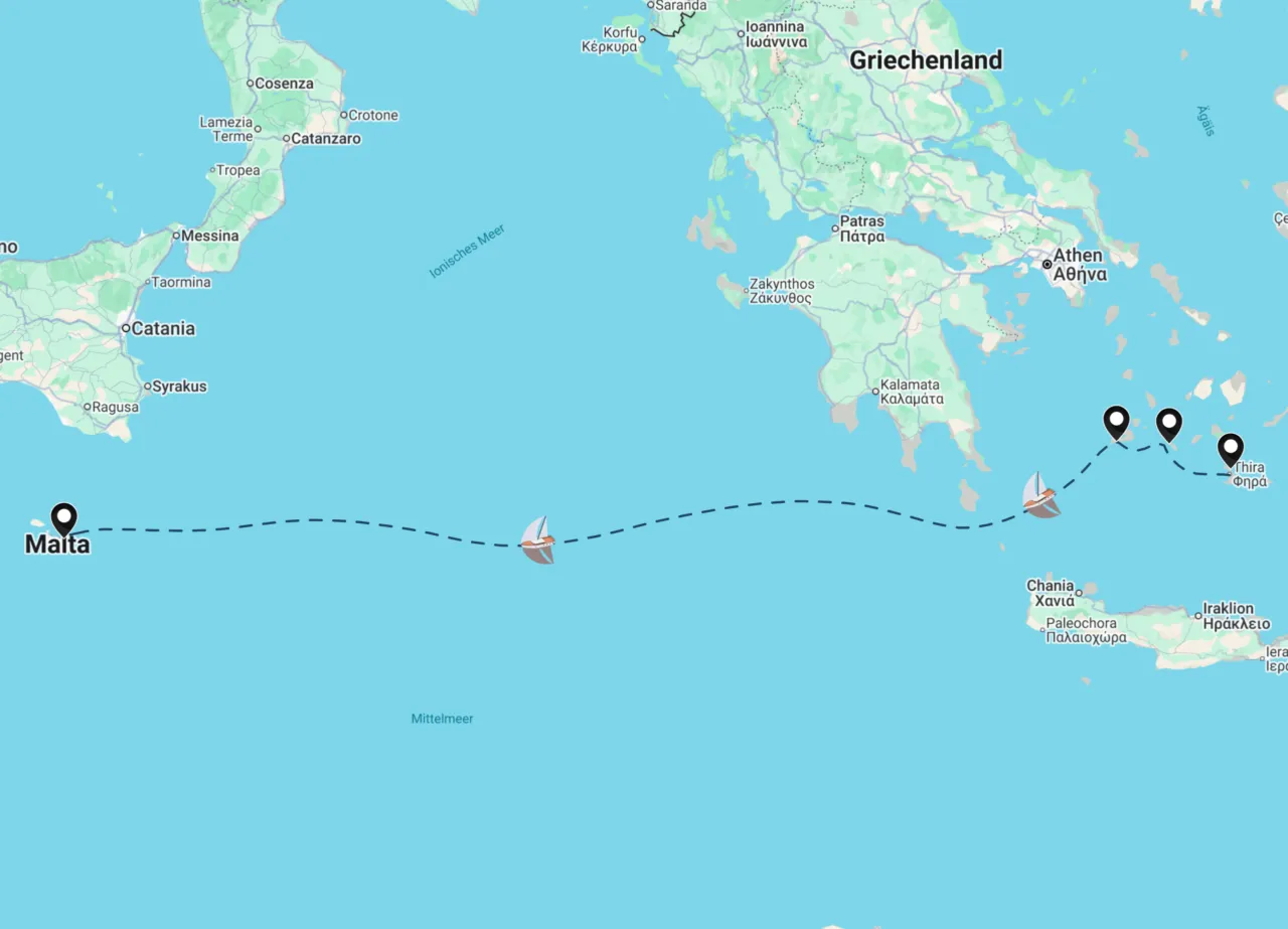 Routenkarte der Segelroute 36