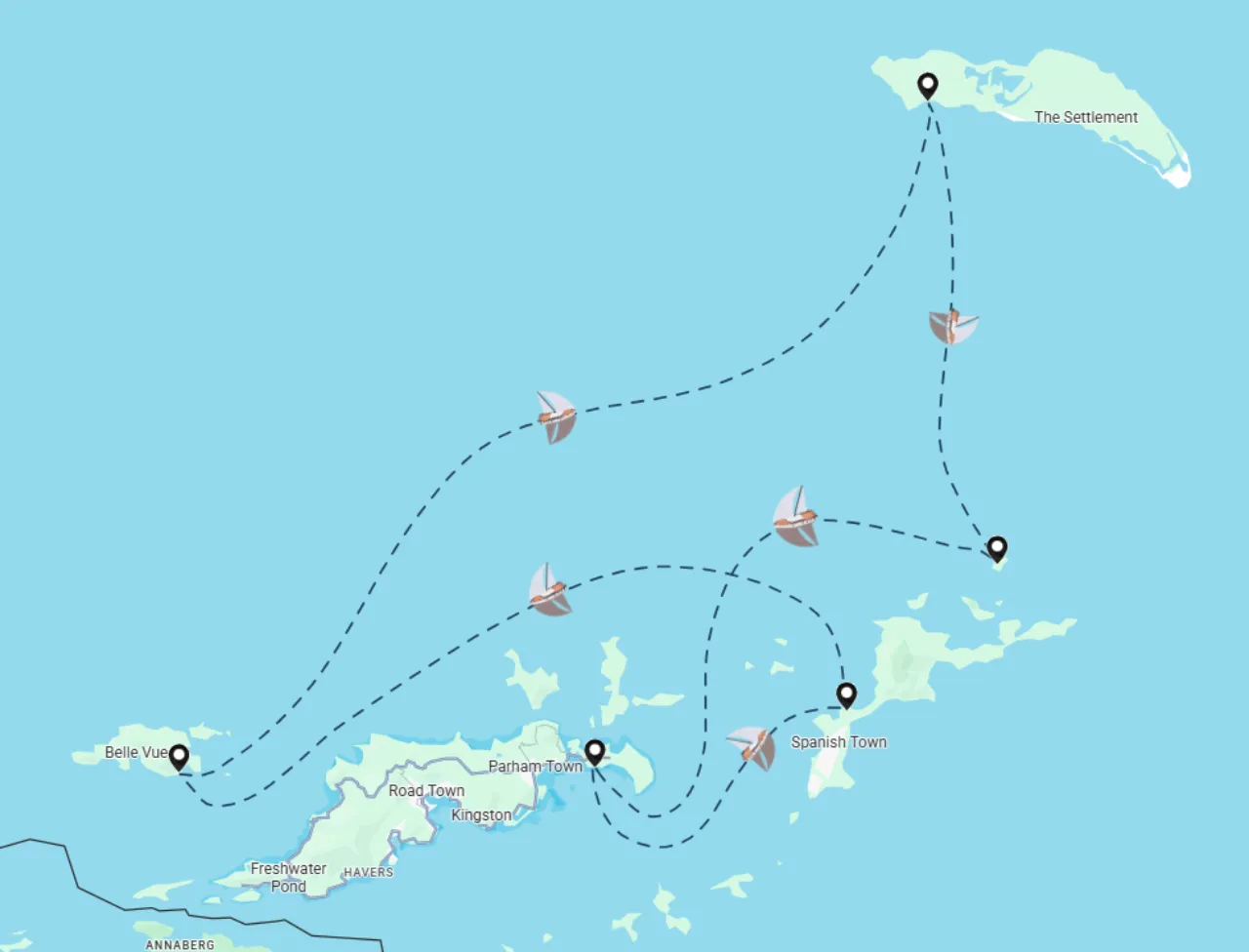 Routenkarte der Segelroute 3