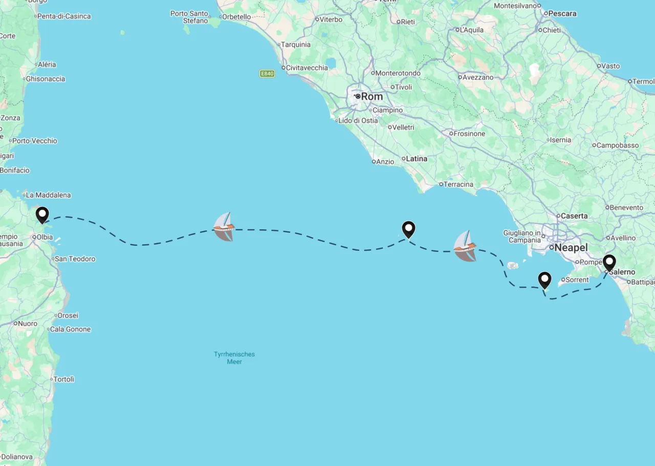 Routenkarte der Segelroute 43