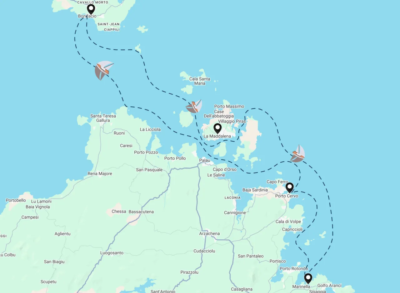 Routenkarte der Segelroute 44