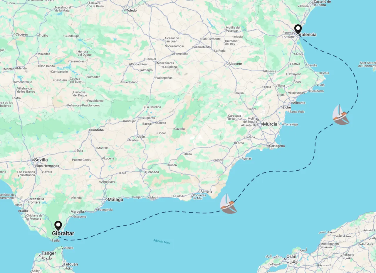 Routenkarte der Segelroute 47