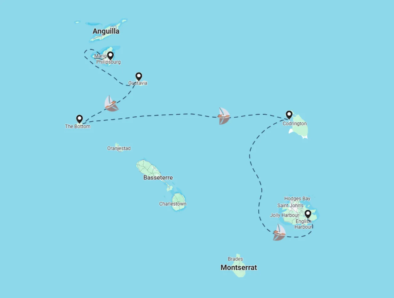 Routenkarte der Segelroute 4