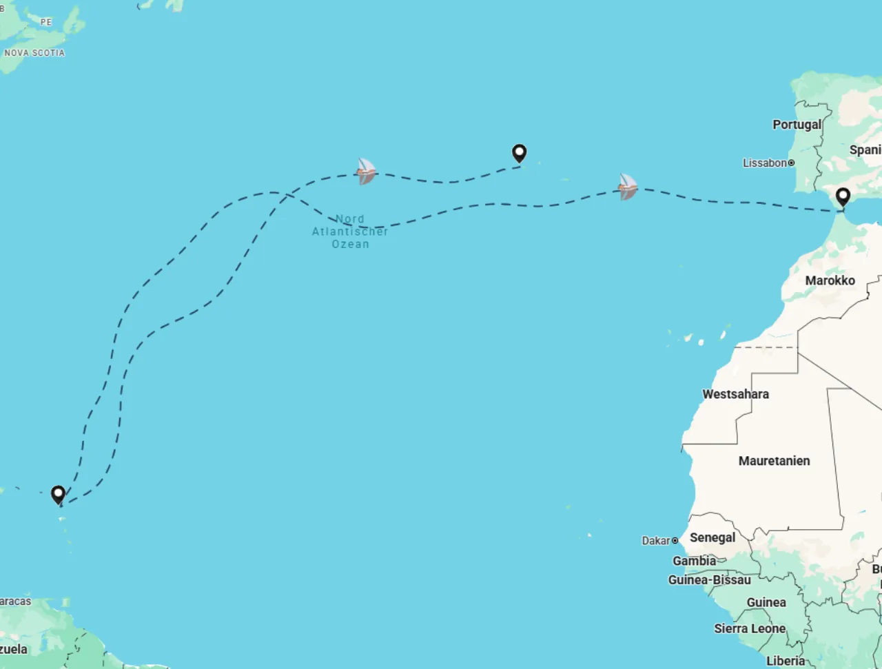 Routenkarte der Segelroute 5