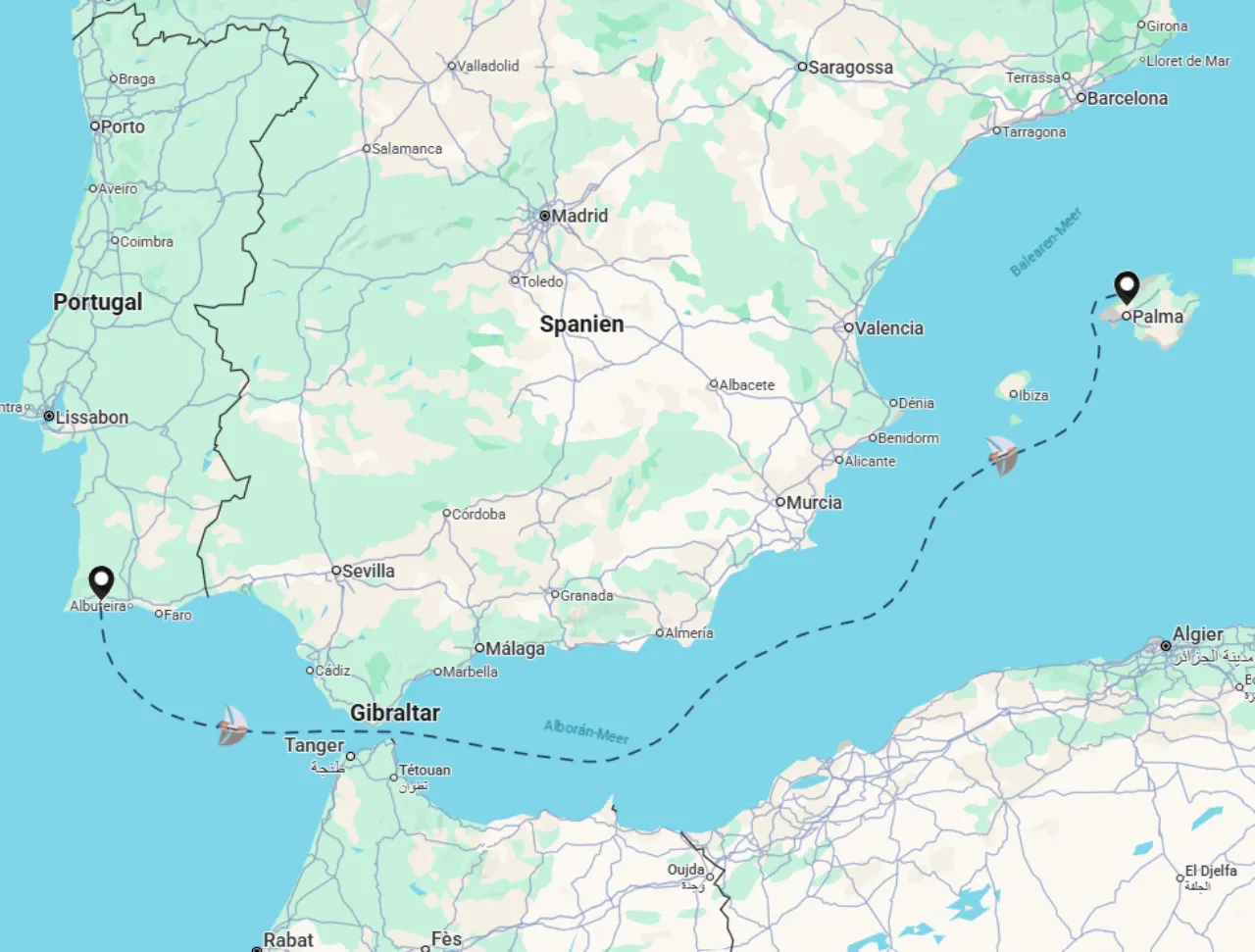 Routenkarte der Segelroute 8
